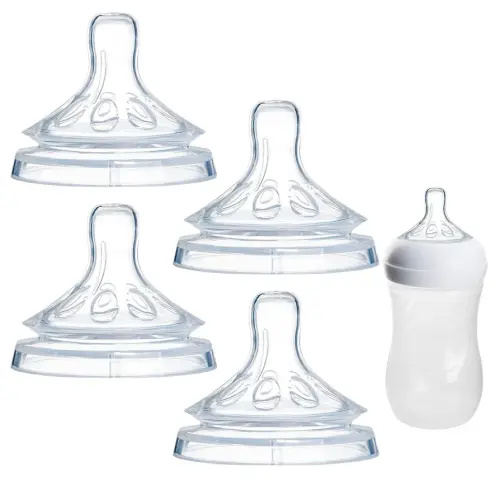 4 Pack Replacement Silicone Nipples Compatible with Philips Avent Natural Response Baby Bottle, Replacement Soft Spout for Sippy Cup, Easy Transition from Bottle to Cup (Flow 1, Newborn Flow)