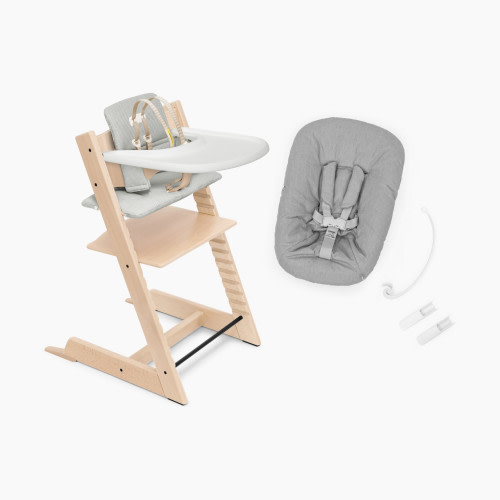 Stokke Tripp Trapp High Chair Complete² + Newborn Set - Natural/Nordic Cushion/White Tray