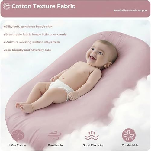 Infant Support Cushion - Baby Support Cushion for Newborn, 0-24 Months, Breathable Cotton Tummy Time Mat, Supervised Use, Portable Newborn Essentials for Home and Travel, Cream (Cover Included)