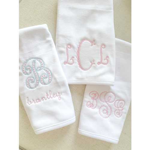 Personalized Embroidered Burp Cloth Set | Heirloom Gift | Baby Shower Gift | Monogrammed Baby | Custom Keepsake | Baby Essentials