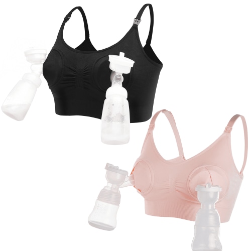 Hands-free Breastfeeding Special Bra, Petmoko Adjustable Breast-Pumps Holding and Nursing Bra, Suitable for Breastfeeding-Pumps by Lansinoh, Philips Avent, Spectra and More(2 PCS)