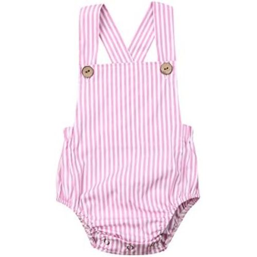 Newborn Baby Summer Romper Unisex Solid Color Button Jumpsuit Sleeveless Backless Overalls Outfits 1Pcs
