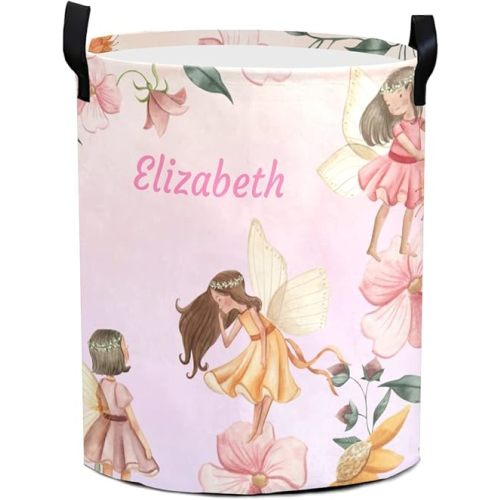 Cute Spring Woodland Fairy Garden Personalized Waterproof Foldable Laundry Basket Bag with Handle, Custom Collapsible Clothes Hamper Storage Bin for Toys Laundry Dorm Travel Bathroom