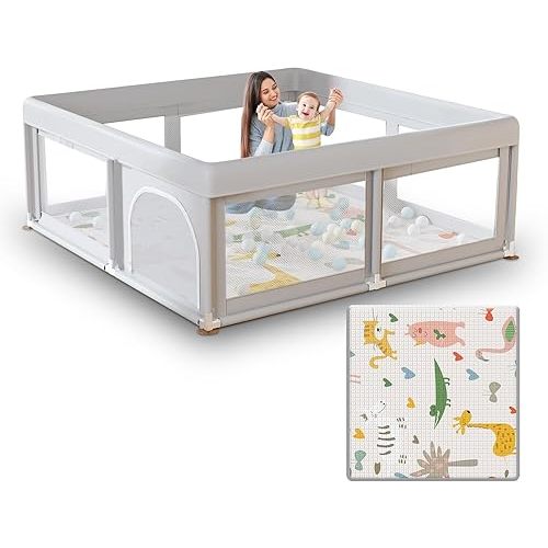 Baby Playpen with Mat Small Playpen for Babies and Toddlers 50 x 50 inch Baby Fence Playards