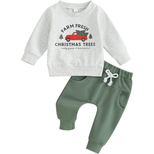 Long Sleeve Shirt Top Pocket Pants Christmas Outfit