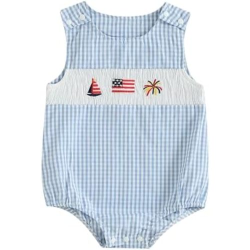Newborn Baby Boy Summer Outfit Sleeveless Golf Embroidery Bubble Romper Bodysuit Summer One Piece Clothes