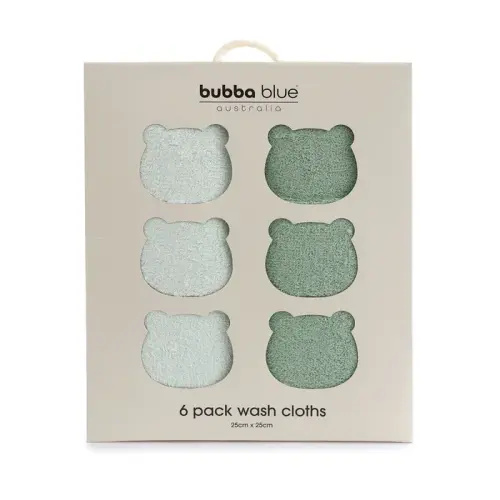 Bubba Blue Sundae Face Washer 6 Pack Greentea | Baby Bunting AU