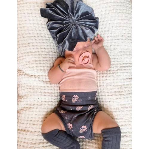 Retro Rolling Stones Tongue Bummies and Tube Top Set For Baby Girl, Rock n Roll Band Bummy, Vintage Music Bloomers, Summer Baby Shower gift