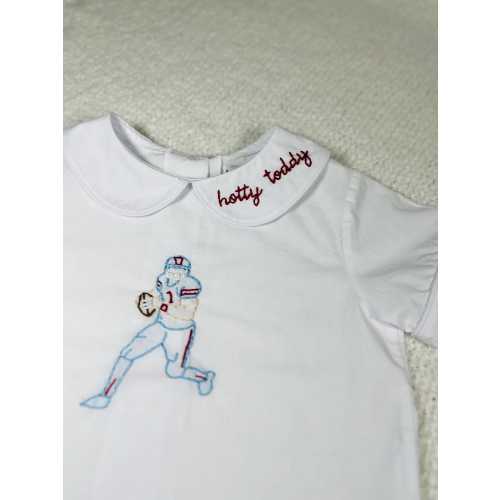 hand embroidered ole miss Peter Pan collar diaper set shirt baby boy hotty toddy Mississippi embroidery football player rebels red & blue