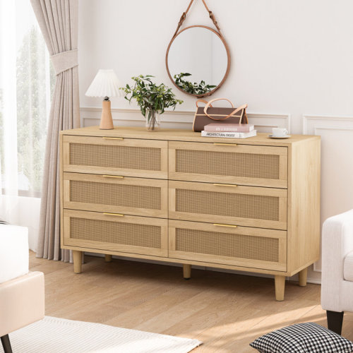 Bay Isle Home™ Ayanna 6 Drawer 51.18" Wide Rattan Storage Dresser & Reviews | Wayfair