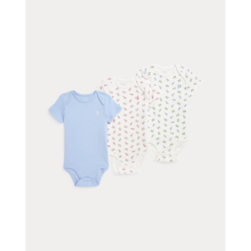Crab-Print Cotton Bodysuit 3-Pack Set