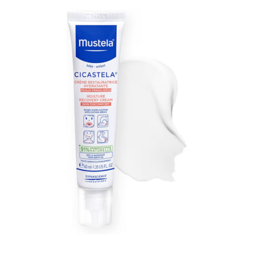 Mustela Cicastela Moisture Recovery Cream - Multipurpose Baby Ointment for Skin Discomfort - with Natural Avocado & Hyaluronic Acid - Fragrance-Free - 1.35 fl. Oz