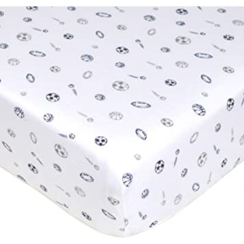 American Baby Company Fitted Crib Sheet 28" x 52", Soft Breathable Neutral 100% Cotton Jersey Sheet, Sports, for Boys and Girls, Fits Crib and Toddler Bed mattresses