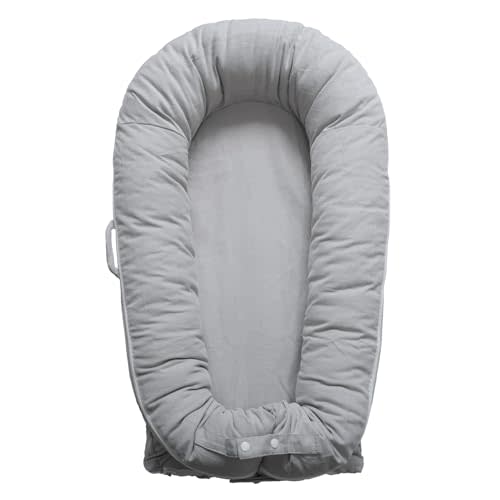 CooCooBaby Deluxe Infant Lounger, Baby Nest Cover for Baby Girls & Boys, Newborn Essentials for Baby 0-12 Months, 100% Cotton, Co Sleeper Portable Travel Bed (Corduroy Cotton, Gainsboro)