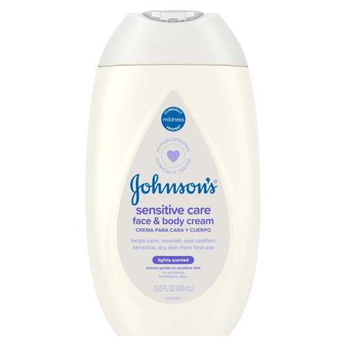 Johnson'sSensitive Care FaceandBodyBaby LotionCream,Lightly Scented, 13.6 oz