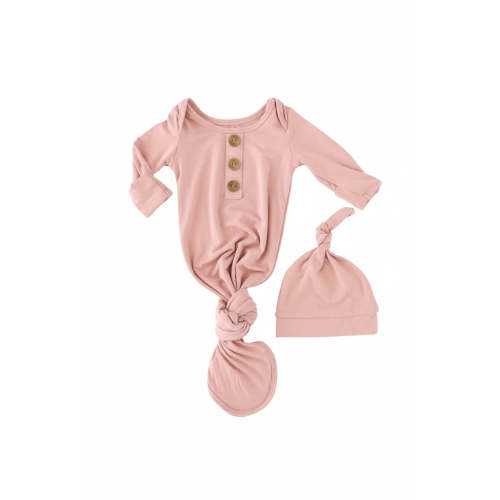 Solid Mauve Bamboo Baby Knot Gown & Hat