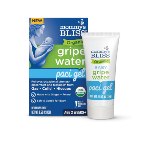 Mommy's Bliss Organic Gripe Water Pacifier Gel for Newborns, Relieves Occasional Stomach Discomfort from Gas, Colic & Fussiness*, Age 2 Weeks +, 0.53 Oz (45 Servings)