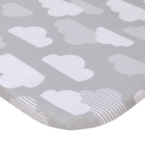 NoJo Skip Hop Cozy-Up 2-in-1 Bedside Sleeper Grey and White Clouds 100% Cotton Fitted Bassinet Sheet