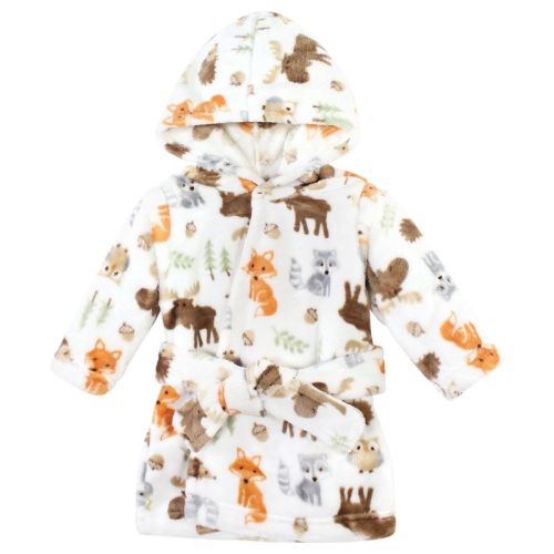 Hudson Baby Plush Animal Face Bathrobe, Woodland, 0-9 Months