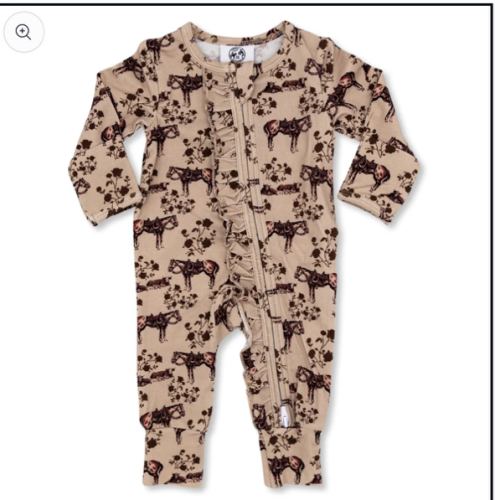Prairie Rose -Ruffled- Folding Feet Jammies – Cowkid Clothing Company