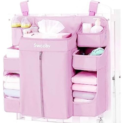 Sweeby Diaper Organizer for Changing Table and Crib - Nursery Diaper Stacker Hanging Caddy for Baby Essentials