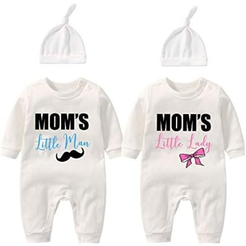 YSCULBUTOL Baby Twins Clothing Newborn Infant Baby Boy Girl Romper Funny Jumpsuit Newborn Unisex Outfit
