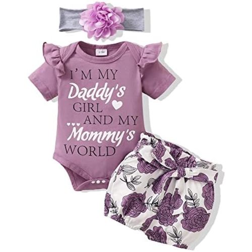 Renotemy Newborn Infant Baby Girl Clothes Summer Outfits Infant Romper Pants Cute Toddler Girl Clothes Gift Set