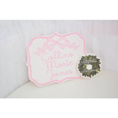 Baby Girls Monogrammed Bassinet Tag, Girls Monogram Bassinet Banner, Hospital Baby Islet Tag , Newborn Baby Banner, Baby Banner for Hospital - Etsy