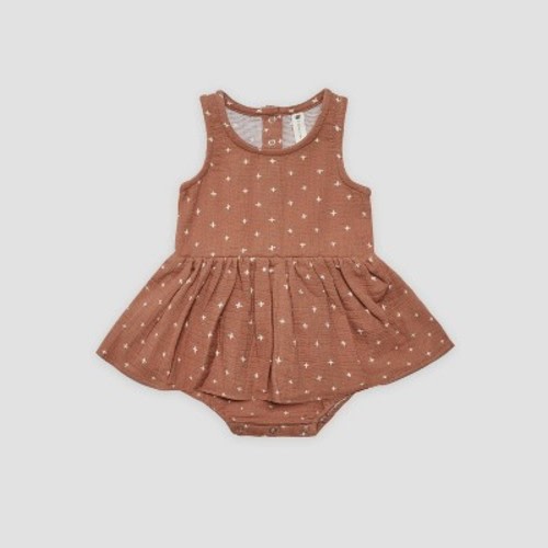 Q by Quincy Mae Baby Girls' Gauze Bodysuit Dress - Clay Brown