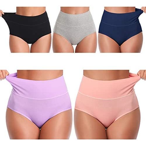 UMMISS Womens Underwear,Cotton High Waist Underwear for Women Full Coverage Soft Comfortable Briefs Panty Multipack