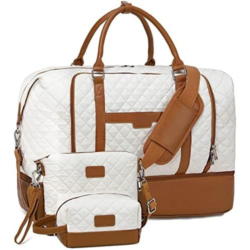 Weekender Bag, Large Travel Duffel Bag for Women, Carry on Overnight Bag with Shoe Compartment and Toiletry Bags