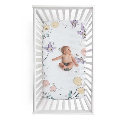 JumpOff Jo - Fitted Crib Sheet, Super Soft 100% Cotton Sheet for Standard Crib Mattresses and Toddler Beds, 28 in. x 52 in. - Fairy Blossom