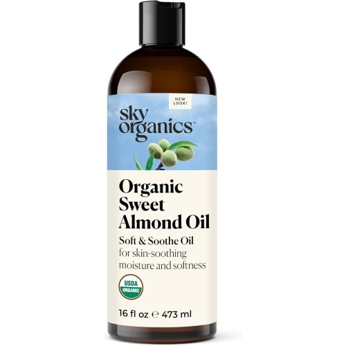 Sky Organics - Organic Sweet Almond Oil, 16 fl oz - Soft & Soothe Oil - Skin Moisturizer - Silky, Lightweight Texture - 100% Pure - Non-Greasy - Natural, Vegan, & Cruelty Free - Beauty & Self Care