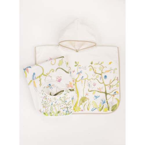 Tropical Chinoiserie Bundle - Shawl Blanket, Poncho, and Bib