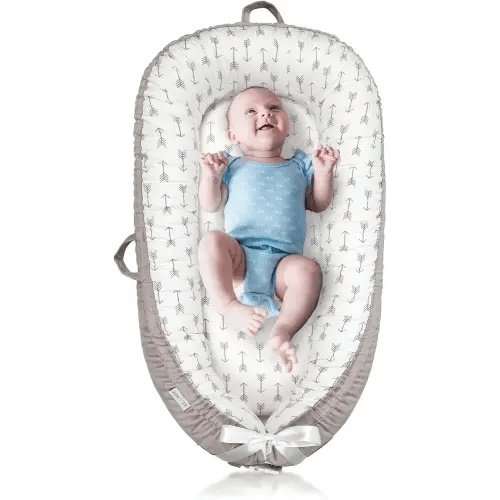 Baby Lounger for Newborn Cover - Newborn Lounger for 0-12 Months, Breathable & Portable Infant Lounger - Adjustable Cotton Soft Baby Floor Seat for Travel, Newborn Essentials - Arrow