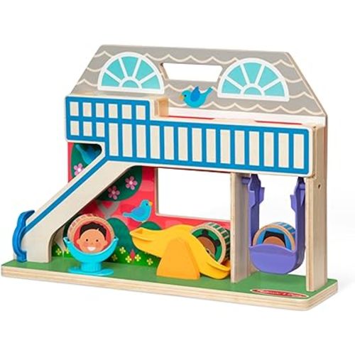 Melissa & Doug GO Tots Wooden Schoolyard Tumble with 4 Disks - FSC Certified