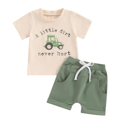 BemeyourBBs Toddler Baby Boy Summer Clothes Funny Letter T Shirt Elastic Waist Pockets Shorts Set 2 Piece Outfit