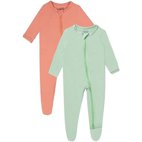 GUISBY Pajamas for Baby Boys & Girls, Infant Onesie with Mitten Long Sleeve Footed Pjs