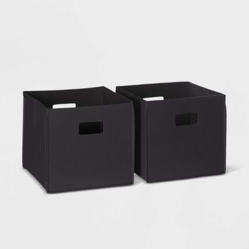 2pc Folding Kids' Storage Bin Set Black - Riverridge