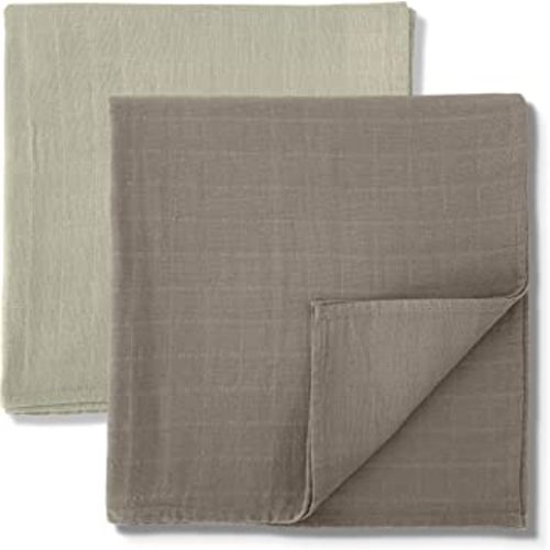 Organic Muslin Swaddle Blankets - 100% Organic Cotton Large Swaddle Blanket - Gender Neutral Baby Gift - Brown Receiving Blankets Neutral (Taupe and Pale Taupe)