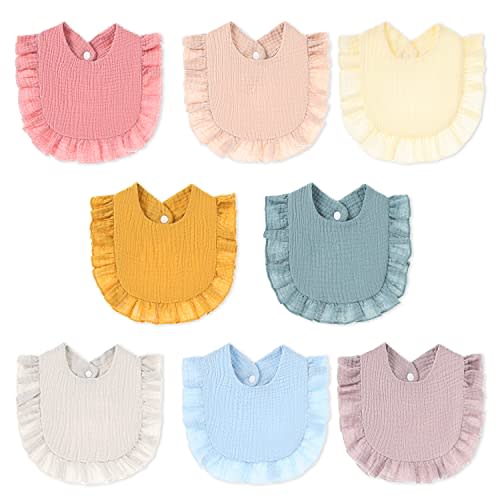 DOSMINE Baby Bibs Muslin Bibs 8 Pack for Drooling and Teething for Unisex Girls Boys
