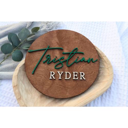 Personalize Round Plaque, Nursery Name Sign, 3D Wooden Baby Name Sign, Nursery Wall Art, Baby Shower, Name Sign For Nursery, Round Name Sign