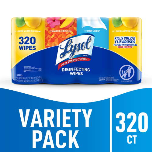 Lysol Disinfectant Wipes Bundle, Multi-Surface Antibacterial Cleaning Wipes, For Disinfecting & Cleaning, 320 count