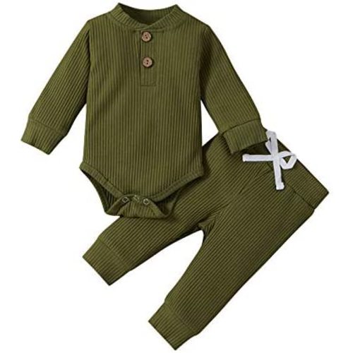 Newborn Baby Girl Boy Fall Clothes 3 6 12 18 24 Months Outfits Long Sleeve Knitted Cotton Romper & Pants Infant Winter Sets