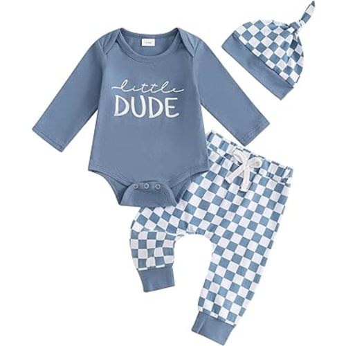Newborn Baby Boy Clothes Letter Print Short Sleeve Romper Casual Pants Hat 3Pcs Cute Infant Summer Outfit