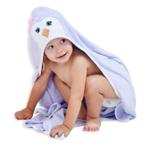 Amazon.com : HIPHOP PANDA Hooded Towel - Rayon Made from Bamboo, Bath Towel with Bear Ears for Newborn, Babie, Toddler, Infant - Absorbent Large Baby Towel - Purple Penguin, 30 x 30 Inch : Baby