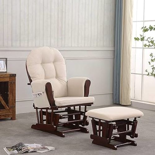 Atoll Glider with Ottoman, Espresso/Beige