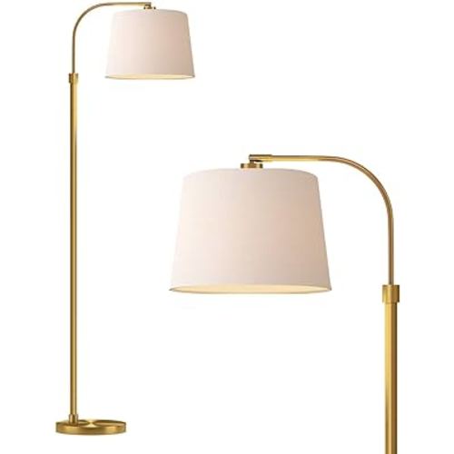 Oneach 62" Gold Floor Lamp for Living Rooms Tall Arc Standing Lamps for Bedrooms Industrial Corner Nursery Girls Kid Vintage Mid-Century Modern Reading Light Office Antique Brass Shade Lantern