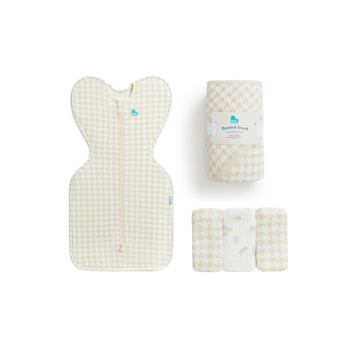 Newborn Gift Bundle | Swaddle Up, Towel, Wash Cloth | Houndstooth