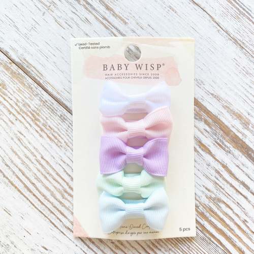 5 Small Snap Clips Charlotte Bow Collection- Pretty Pastels